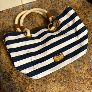 Michael Kors Marina Grab Bag Blue and White Striped